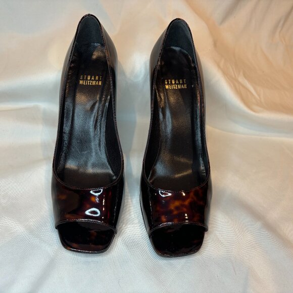 STUART WEITZMAN SZ 8.5 US SQUARE PEEP TOE HEELS - Picture 3 of 5